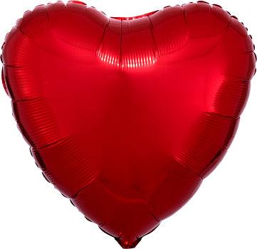 GLOBO METALICO LISO CORAZON ROJO 18" SOLIDO