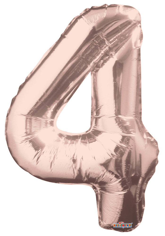 GLOBO METALICO 14" NUMERO 4 ORO ROSA