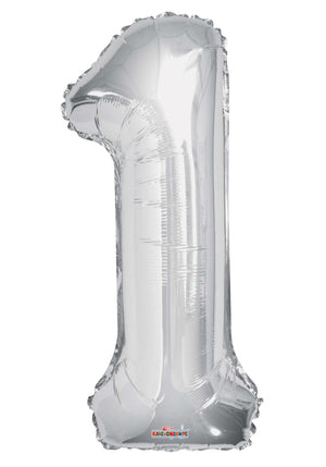 GLOBO METALICO 14" NUMERO 1 PLATA