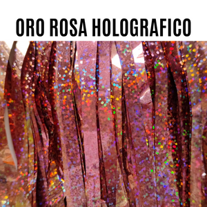 CORTINA METÁLICA ORO ROSA HOLOGRAFICA