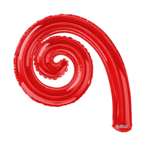 GLOBO METALICO 9" KURLY ESPIRAL ROJO SOLIDO