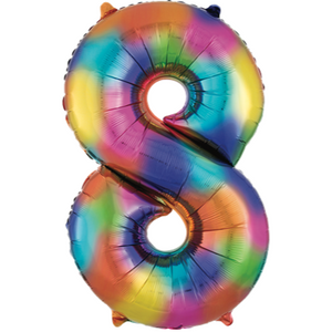 GLOBO METÁLICO NUMERO 8 MULTICOLOR ARCOIRIS
