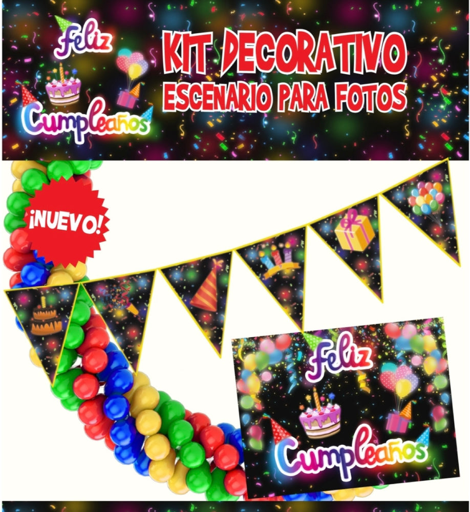 KIT DECORATIVO ESCENARIO PARA FOTOS ¡FELIZ CUMPLEAÑOS!