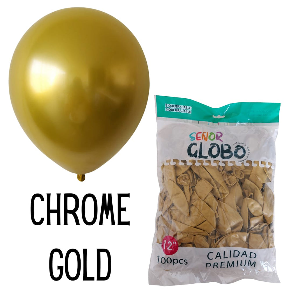 GLOBO DE LATEX 18" CHROME GOLD O CROMADO ORO