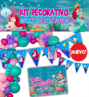 KIT DECORATIVO ESCENARIO PARA FOTOS ¡LA SIRENITA ARIEL!