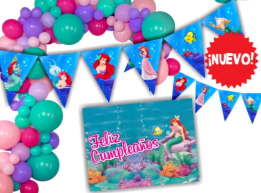 KIT DECORATIVO ESCENARIO PARA FOTOS ¡LA SIRENITA ARIEL!