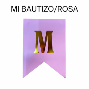 BANDERIN MI BAUTIZO NIÑA ROSA