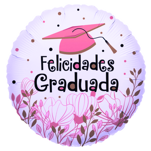 GLOBO METALICO 18" GRADUACION FELICIDADES GRADUADA COLOR ROSA