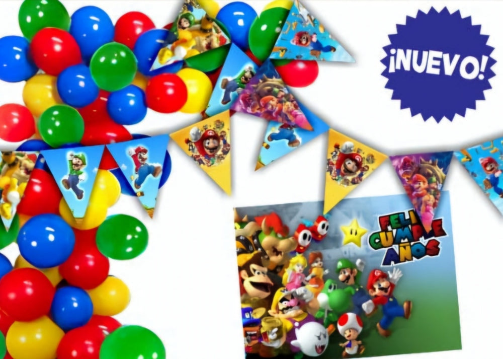 KIT DECORATIVO ESCENARIO PARA FOTOS ¡MARIO BROS!