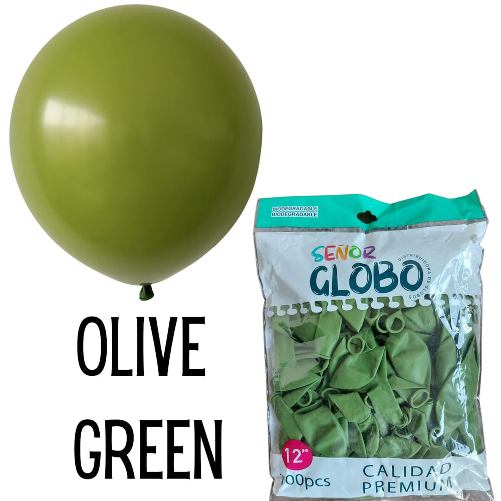 GLOBO DE LATEX 5" OLIVE GREEN O VERDE OLIVO