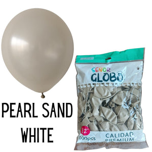 GLOBO DE LATEX 12" PEARL SAND WHITE O ARENA BLANCA PERLA