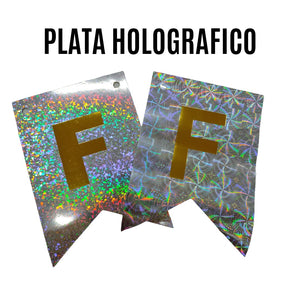 BANDERIN FELIZ CUMPLEAÑOS PLATA HOLOGRAMA