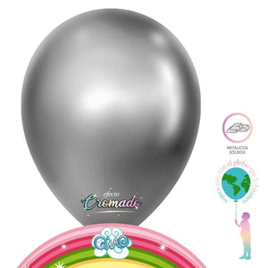 GLOBO DE LATEX 12" CHROME PLATA