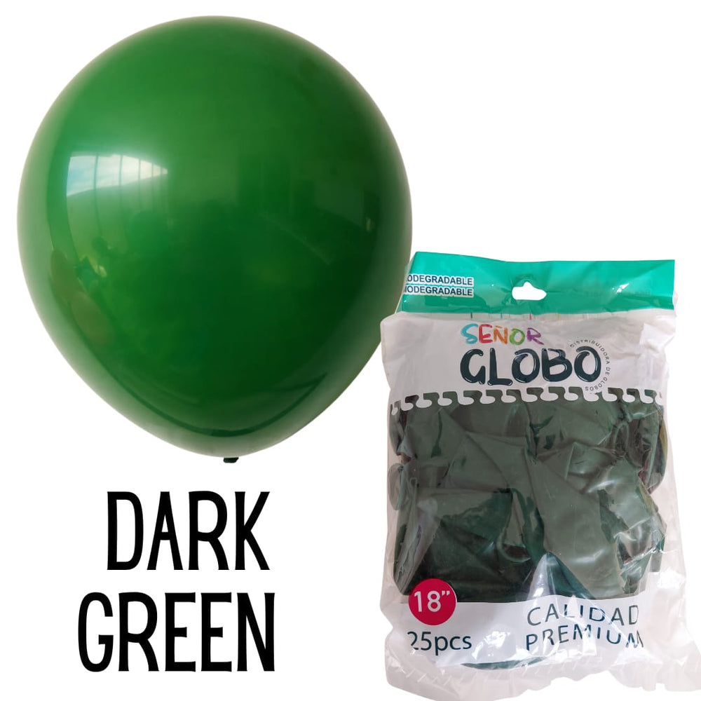 GLOBO DE LATEX 18" DARK GREEN O VERDE OSCURO