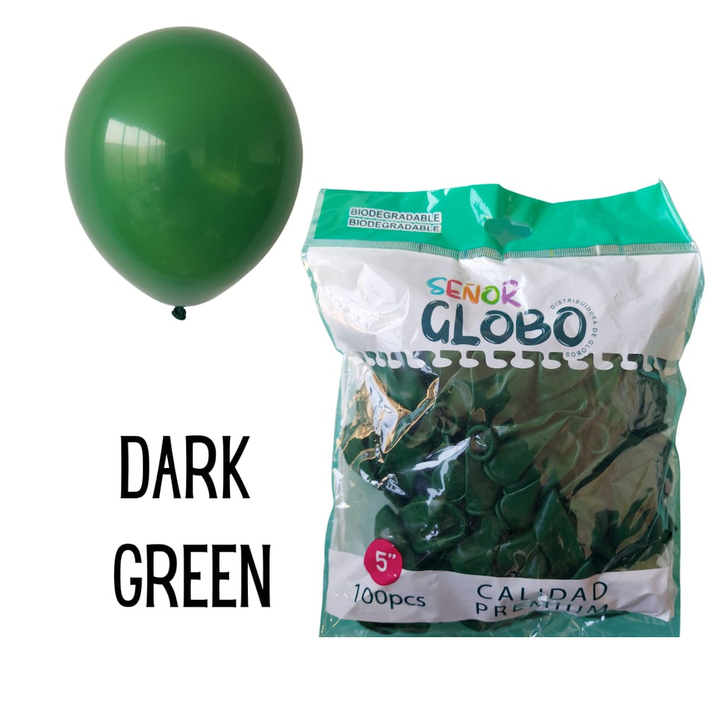 GLOBO DE LATEX 5" DARK GREEN O VERDE OSCURO