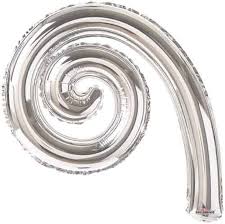 GLOBO METALICO 9" KURLY SPIRAL PLATA SOLIDO