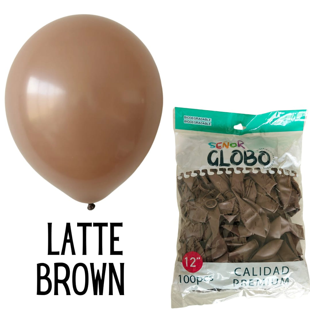 GLOBO DE LATEX 12" LATTE BROWN O CAFE CLARO