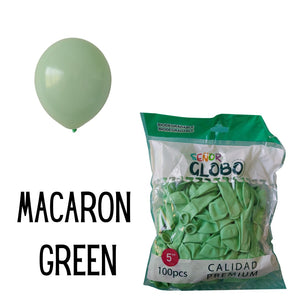 GLOBO DE LATEX 5" MACARRON GREEN O VERDE PASTEL