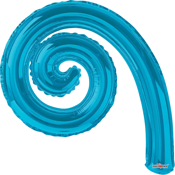 GLOBO METALICO 9" KURLY ESPIRAL TURQUESA SOLIDO