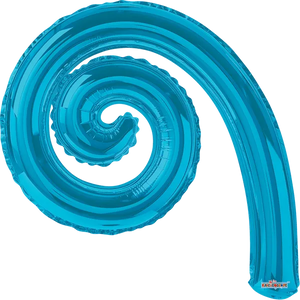 GLOBO METALICO 9" KURLY ESPIRAL TURQUESA SOLIDO