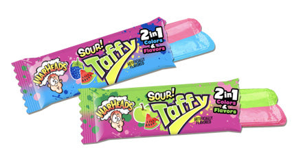 WARHEADS TAFFY SOUR! 2 IN 1 COLORS & FLAVORS! CHEWY BAR