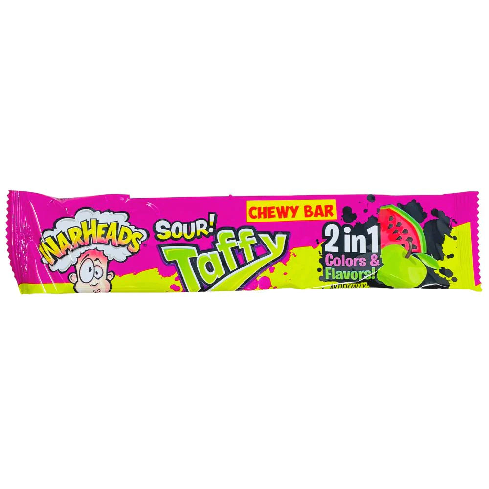 WARHEADS TAFFY SOUR! 2 IN 1 COLORS & FLAVORS! CHEWY BAR