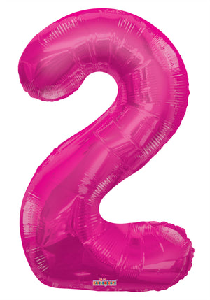 GLOBO METALICO 34" NUMERO 2 FUCSIA