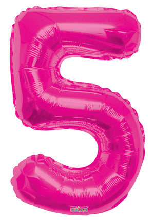 GLOBO METALICO 34" NUMERO 5 FUCSIA