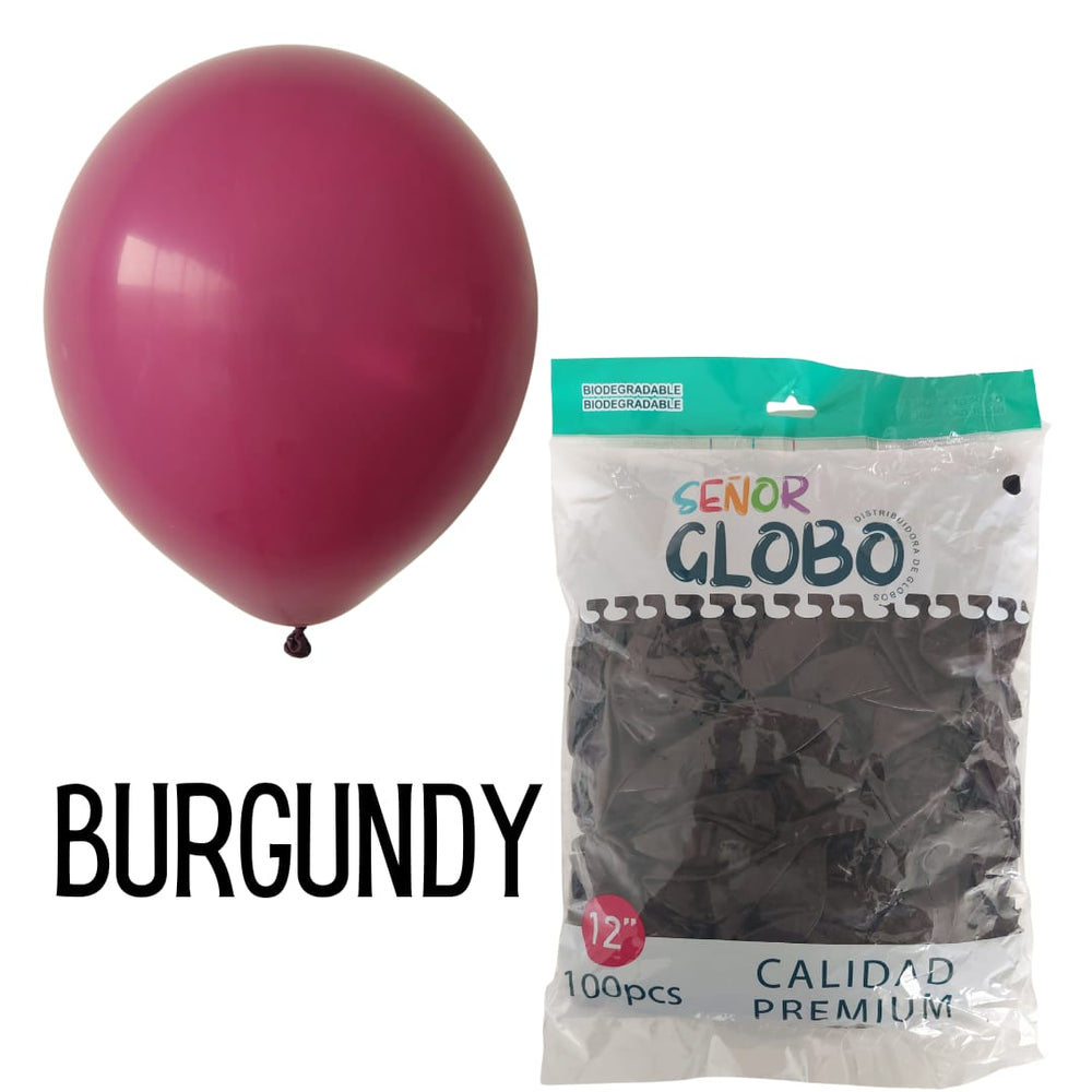 GLOBO DE LATEX 12" BURGUNDY O BORGOÑA