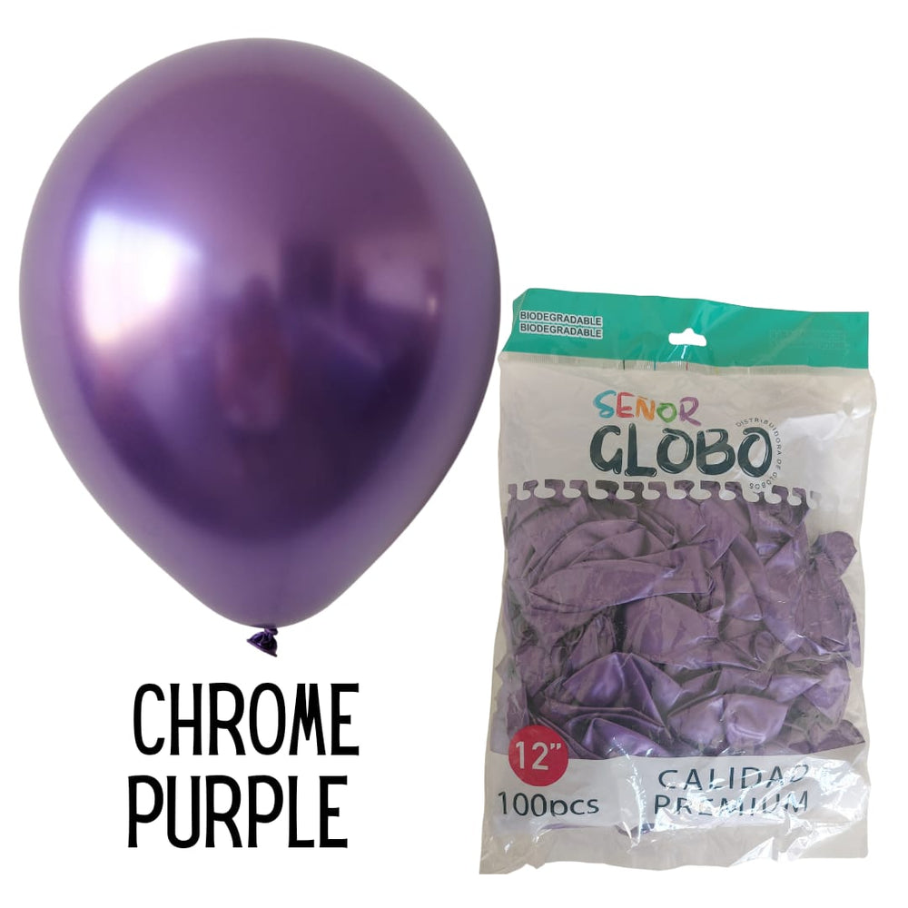 GLOBO DE LATEX 12" CHROME PURPLE CROMADO MORADO