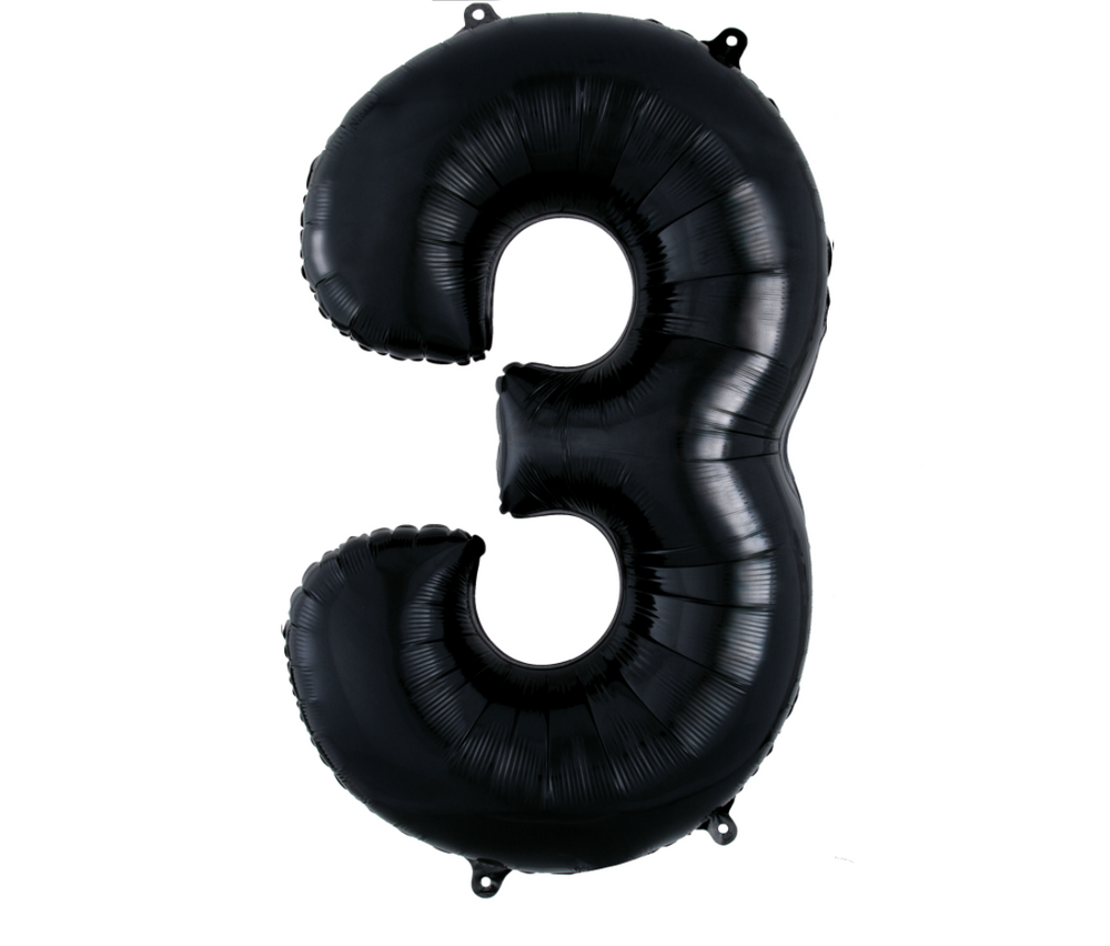 GLOBO METALICO 16" NUMERO 3 NEGRO