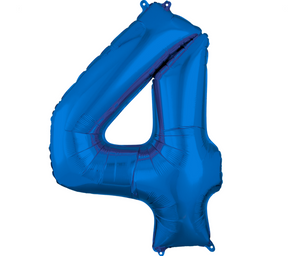 GLOBO METALICO 16" NUMERO 4 AZUL