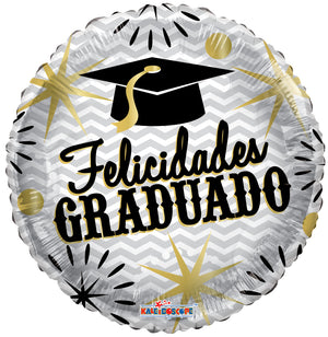 GLOBO METALICO 9" GRADUACION FELICIDADES GRADUADO