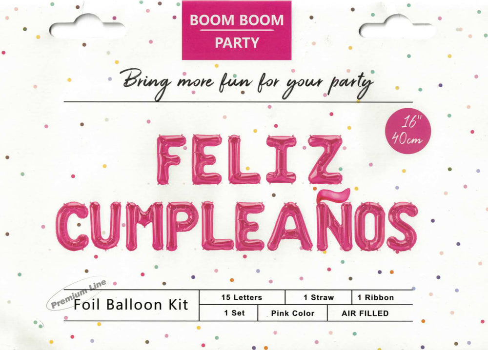 LETRERO FELIZ CUMPLEAÑOS FUCSIA