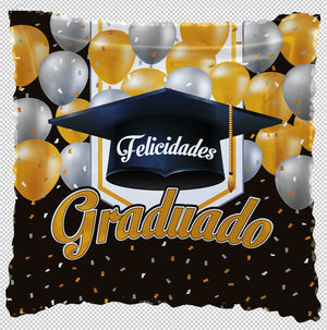 GLOBO METALICO 18" GRADUACION FELICIDADES GRADUADO