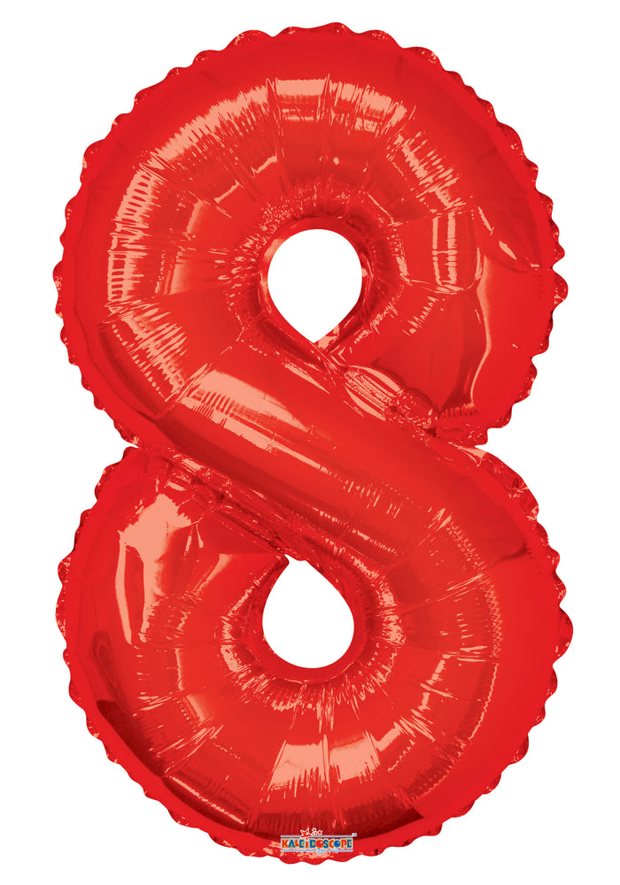 GLOBO METALICO 34" NUMERO 8 ROJO