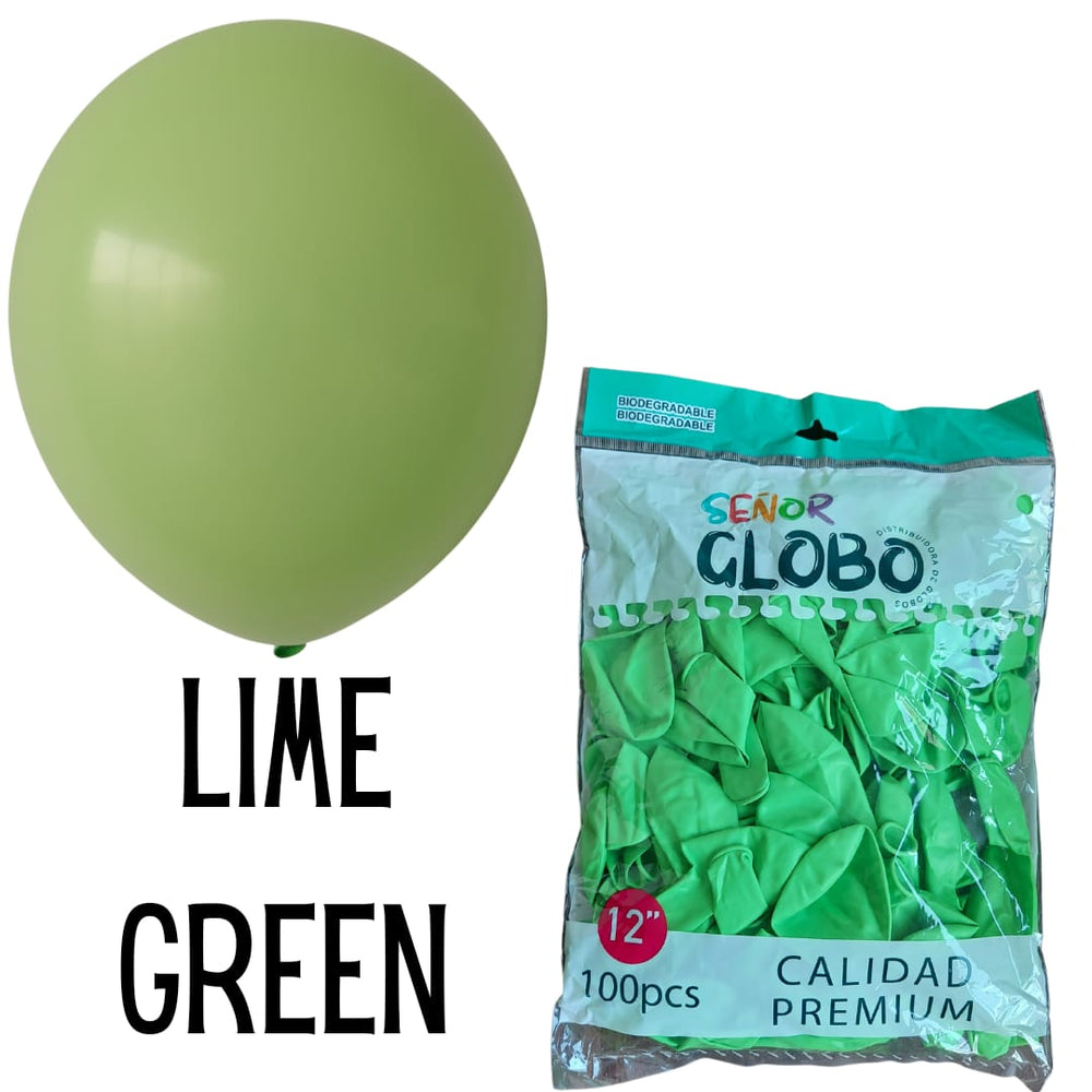 GLOBO DE LATEX 12" LIME GREEN O VERDE LIMA