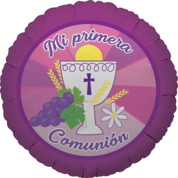 GLOBO METALICO 18" RELIGION MI PRIMERA COMUNION ROSA