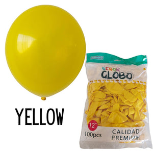 GLOBO DE LATEX 12" YELLOW O AMARILLO