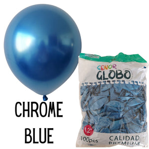 GLOBO DE LATEX 12" CHROME BLUE O CROMADO AZUL