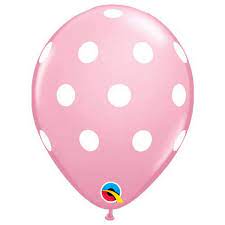 GLOBO DE LATEX 11" BIG POLKA DOTS ROSA CLARO