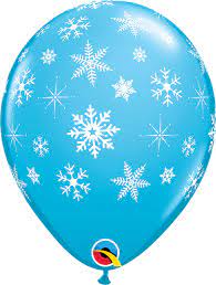 GLOBO DE LATEX 11" SNOWFLAKES O COPOS DE NIEVE