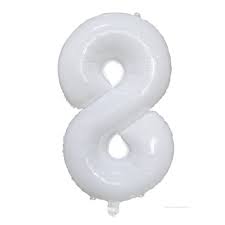 GLOBO METALICO 34" NUMERO 8 BLANCO